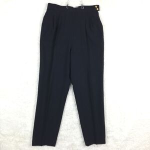 Vtg JH Collectibles Womens Pants Wool Trouser Pleated Front Navy‎ Blue USA 14
